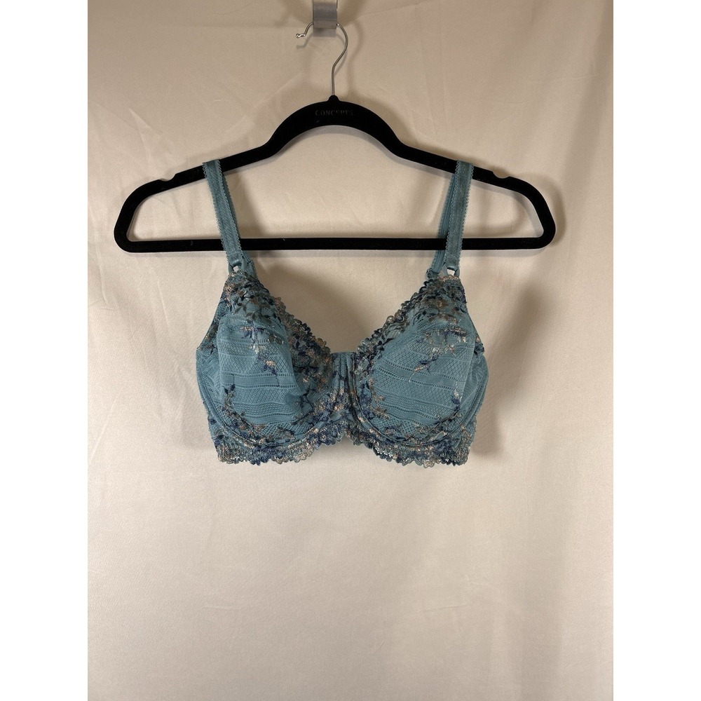 Wacoal Embrace Lace 32DDD Embroidered Underwire Bra Teal Floral 65191 - Picture 3 of 11